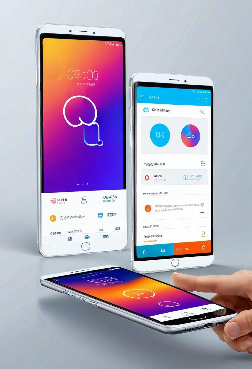 A captivating digital interface design showcasing various user-friendly elements like intuitive buttons, elegant icons, and smooth transitions, all set against a warm and inviting background. Include devices like a smartphone and tablet displaying the interface, with elements flowing gracefully around them, symbolizing charm and style. Incorporate subtle hints of user engagement like happy users interacting with the devices. vibrant colors. sleek modern style. high-tech aesthetic.